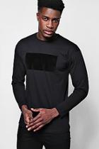 Boohoo Long Sleeve Velvet Panel T-shirt