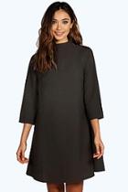 Boohoo Hallie High Neck 3/4 Sleeve Shift Dress