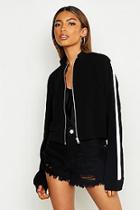 Boohoo Side Stripe Zip Up Bomber Jacket