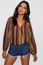 Boohoo Phoebe Wrap Front Balloon Sleeve Blouse