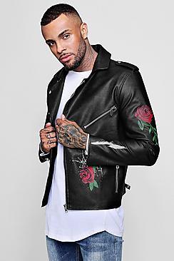 Boohoo Graffiti Printed Biker Jacket