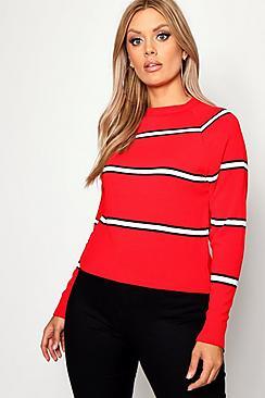 Boohoo Plus Stripe Oversized Sweater