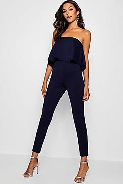 Boohoo Frill Bandeau Slim Leg Jumpsuit