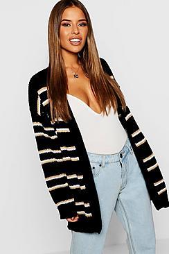 Boohoo Petite Stripe Oversized Cardigan
