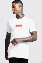 Boohoo Muscle Fit Orange Box Logo T-shirt