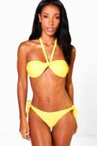 Boohoo Edie Bandeau Halterneck Bikini Yellow