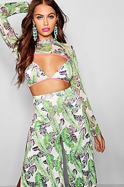 Boohoo Paris Hilton Extreme Palm Print Crop Top