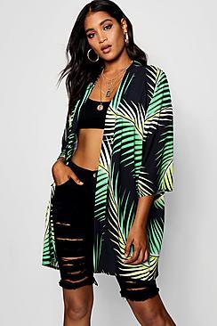 Boohoo Palm Print Kimono
