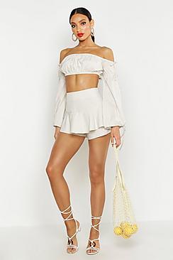 Boohoo Double Ruffle Woven Shorts