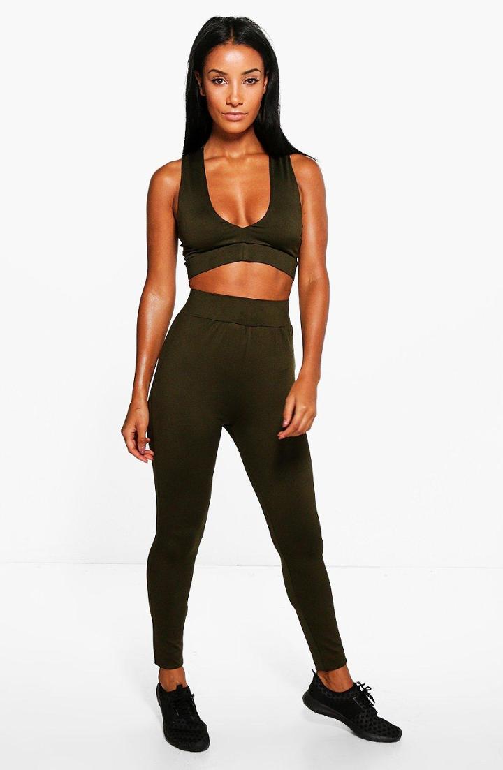 Boohoo Amy Fit Running Leggings Petrol