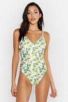 Boohoo Tall Lemon Print Swimsuit