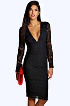 Boohoo Boutique India Crochet Lace Midi Dress Black
