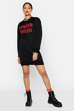 Boohoo Tall Limited Edition Slogan Sweat Dress