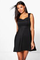 Boohoo Marcie Strappy Skater Dress Black