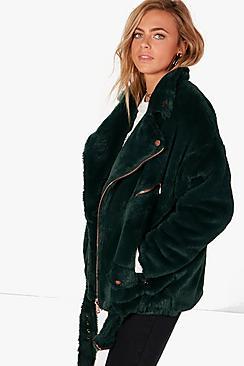Boohoo Olivia Boutique Faux Fur Aviator Jacket
