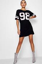 Boohoo Maya Varsity Print T-shirt Dress