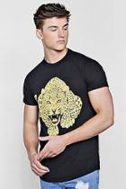 Boohoo Leopard Print T-shirt With Curve Hem