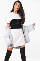 Boohoo Ivy Lace Corset T-shirt Dress