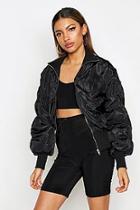 Boohoo Ruched Sleeve Utility Bomber Jacket