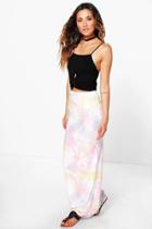 Boohoo Amane Pastel Tie Dye Maxi Skirt Multi