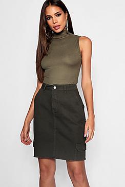 Boohoo Tall Utility Denim Skirt