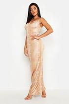 Boohoo Croc Print Slinky Cowl Neck Maxi Dress