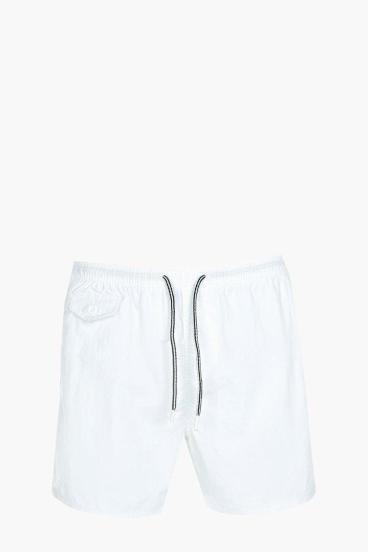 Boohoo Mid Length Talson Swim Shorts White