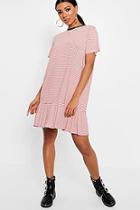 Boohoo Soph Stripe Ruffle Hem T- Shirt Dress