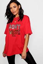 Boohoo Don't Waste My Time Sequin Slogan T-shirt