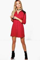 Boohoo Tess Lace Trim Shirt Dress