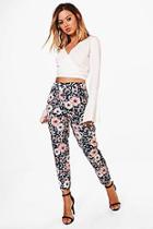 Boohoo Petite Tara Floral Print Woven Tapered Trouser