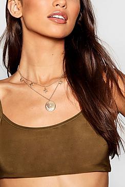 Boohoo Sun & Moon Layered Necklace