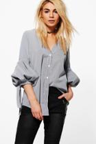 Boohoo Genevieve Gingham Blouson Sleeve Blouse Multi