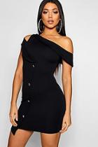Boohoo Button Off The Shoulder Blazer Bodycon Dress