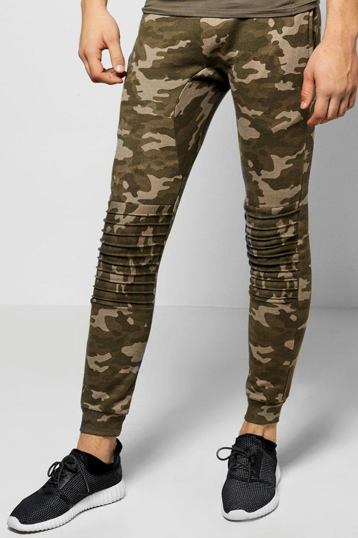 Boohoo Skinny Camo Biker Joggers Khaki