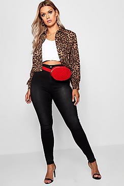 Boohoo Plus Open Hem Washed High Rise Jeggings