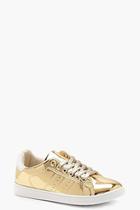 Boohoo Molly Metallic Lace Up Trainers