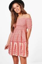 Boohoo Petite Eliza Off The Shoulder Sundress Red