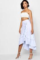 Boohoo Woven Tiered Frill Stripe Maxi Skirt