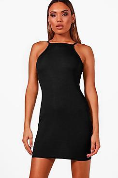Boohoo Liz Strappy Ribbed Square Neck Bodycon Dress