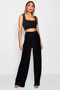 Boohoo Danielle Slinky Wide Leg Trousers
