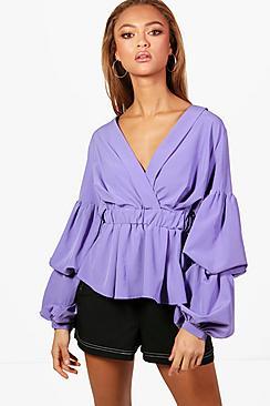 Boohoo Hollie Rouched Sleeve Shirt
