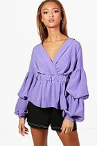 Boohoo Hollie Rouched Sleeve Shirt