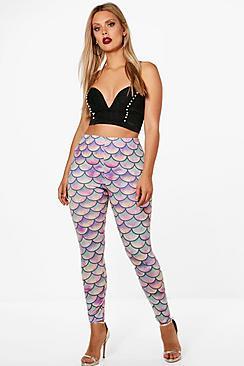 Boohoo Plus Leona Mermaid Print Halloween Legging