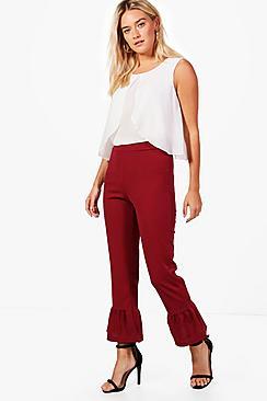 Boohoo Ivy Frill Hem Tailored Trouser