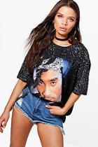 Boohoo Evie Splatter Print Tupac Licence T-shirt