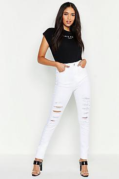 Boohoo Tall Distressed 5 Pocket Skinny Jean