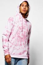 Boohoo Over The Head Hoodie In Tie Dye Pink