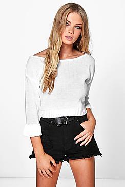 Boohoo Keira Crop Frill Cuff Jumper