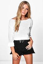 Boohoo Keira Crop Frill Cuff Jumper